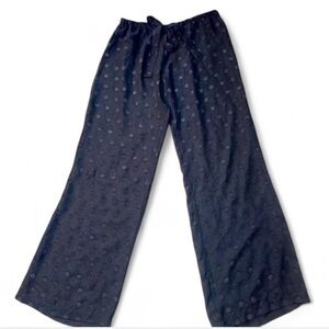 Betsey Johnson Swim Sheer Polka Dot Cover Up Pants M Black Wide Leg
